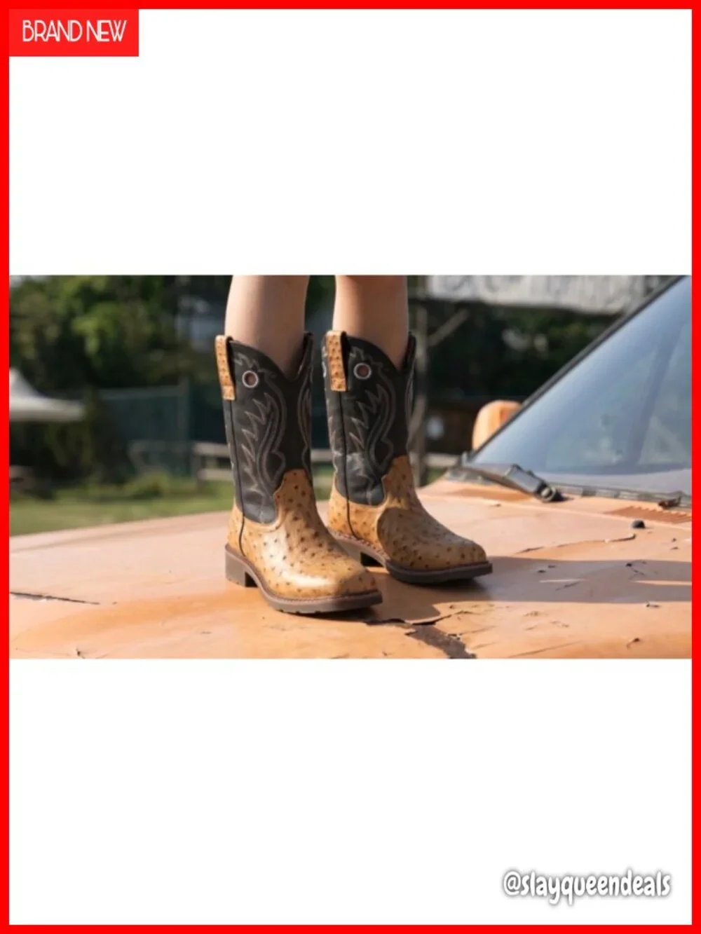 Kids Western Cowboy Boots with Synthetic Leather & Pull Tabs